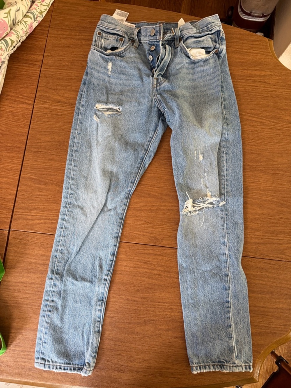 Levi's Light Blue Slim Straight Distressed Jeans